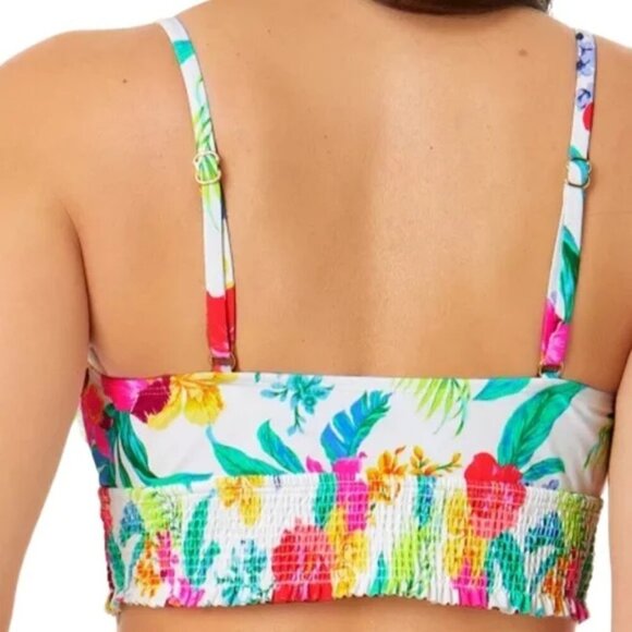 SALT + COVE Juniors Retro Hibiscus Smocked Cami Bikini Top Multicolor Small - Picture 2 of 9